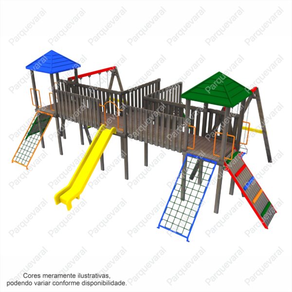 Playground Casinha dupla playground madeira escorregador balanco criança infantil