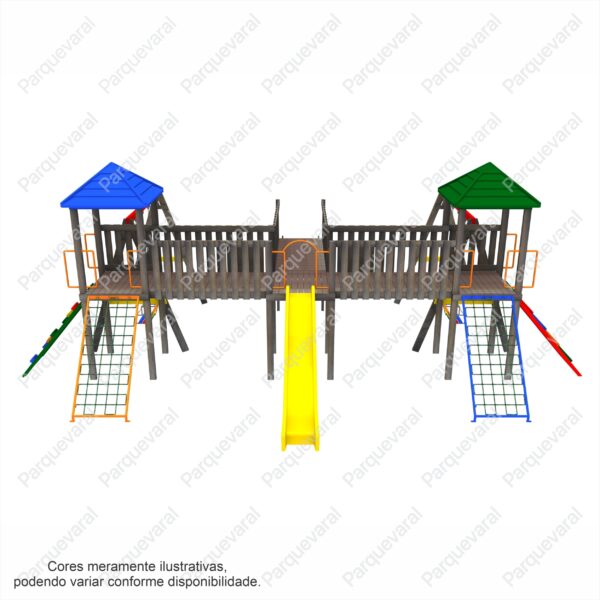 Playground Casinha dupla playground madeira escorregador balanco criança infantil