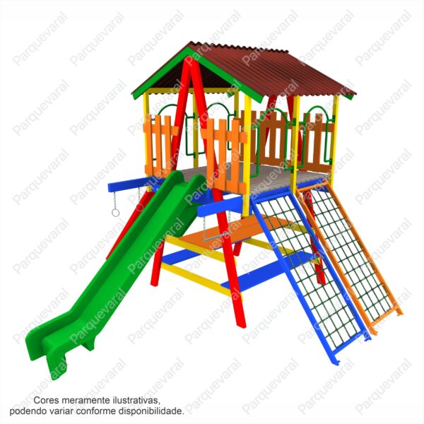 Playground infantil casa do tarzan de madeira