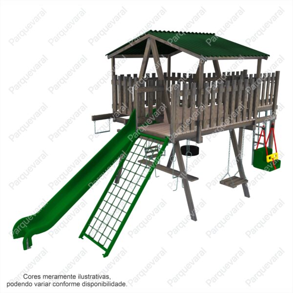 PV-M148 PLAY ALPHA - Playground casinha tarzan infantil de madeira