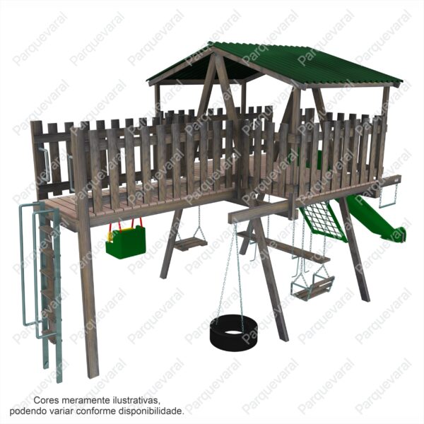 PV-M148 PLAY ALPHA - Playground casinha tarzan infantil de madeira