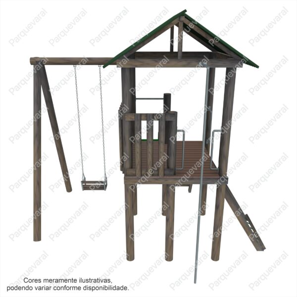 Playground infantil casa na árvore de madeira